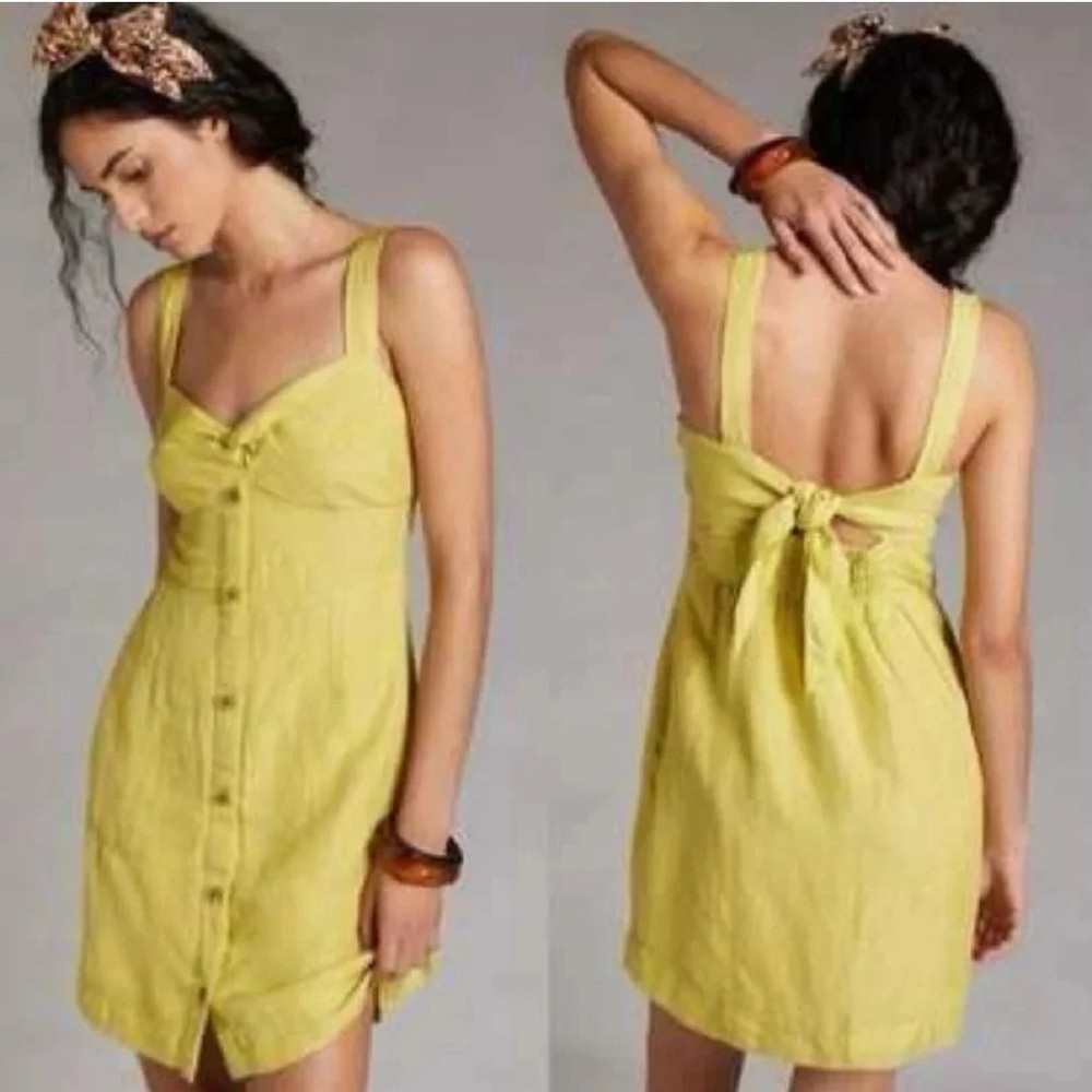 Anthropologie Maeve Linen Cotton Retro Sun Dress | Small - Picture 13 of 15